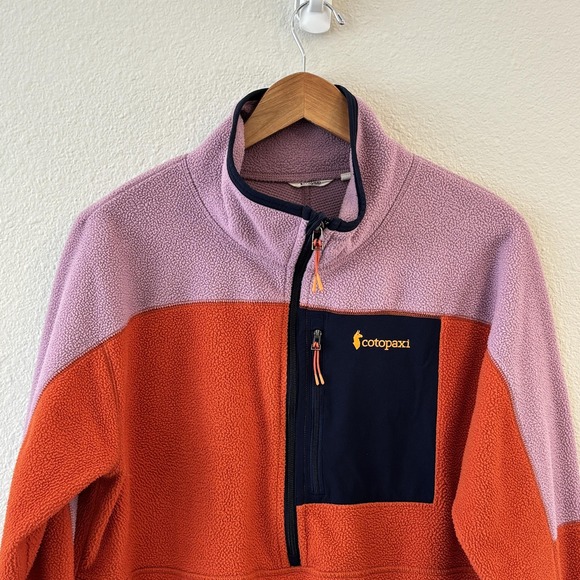 Cotopaxi Abrazo 1/2 Zip Fleece Pullover Womens XL Pocket Colorblock Orange Pink - Picture 2 of 8